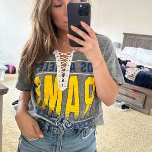 Custom Los Angeles Rams Lace Up Tee